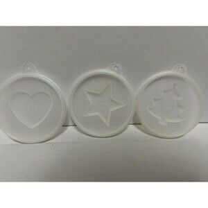 3 Vintage Tupperware  Jel - N - Serve  Mold Lids HEART,  STAR, Christmas Tree